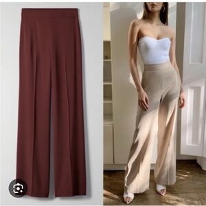 Babaton Women's Wide-Leg Pants - dark maroon